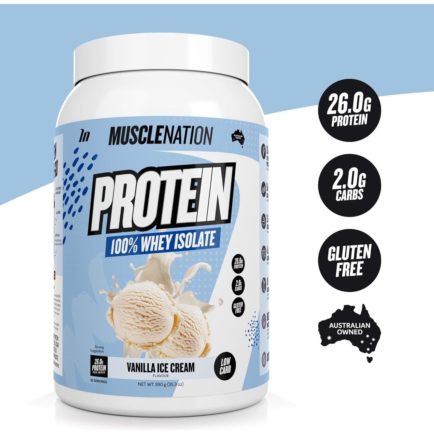 Vanilla Ice Cream Flavour Whey Protein Isolate 990G (30 Serves)