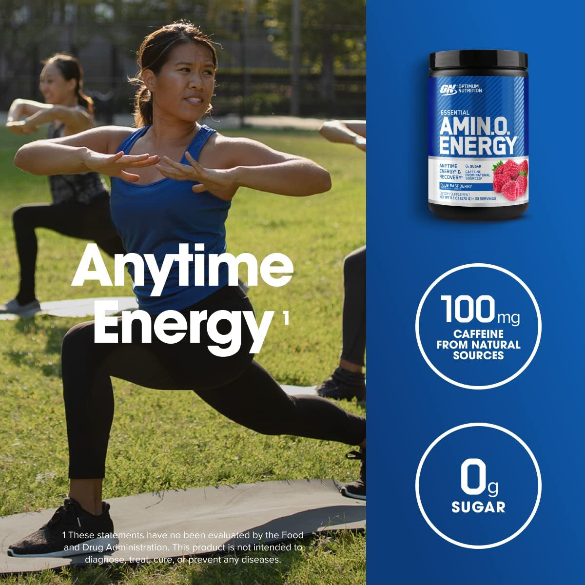Amino Energy Powder, Blue Raspberry, 270G, 30 Servings