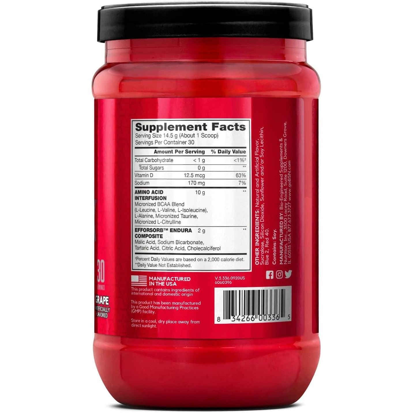 Amino X Endurance & Recovery BCAA Intra Workout, Grape, 435G, 30 Servings