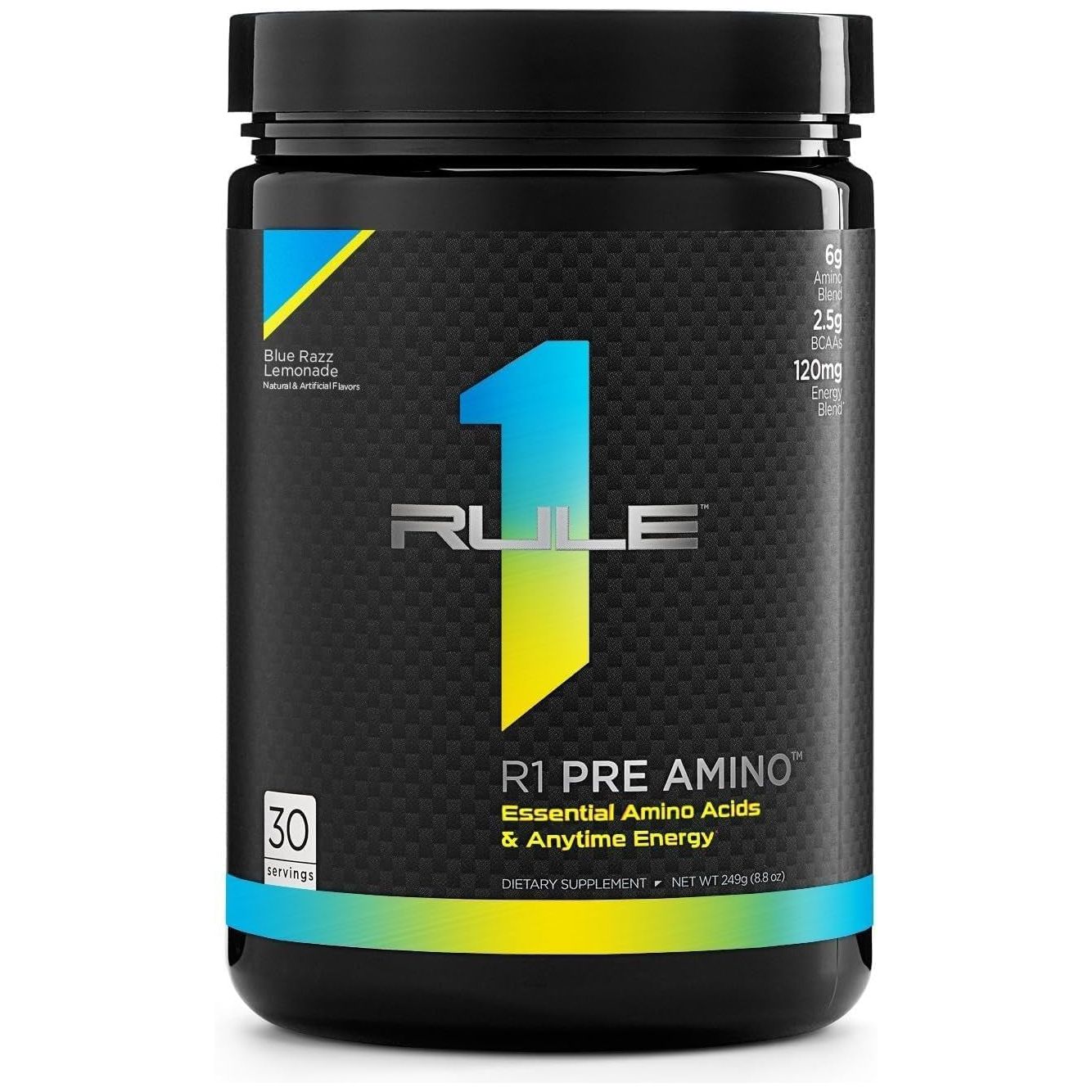 R1 Pre Amino Energy Boost Supplement 252 G, Blue Razz Lemonade (30 Servings)