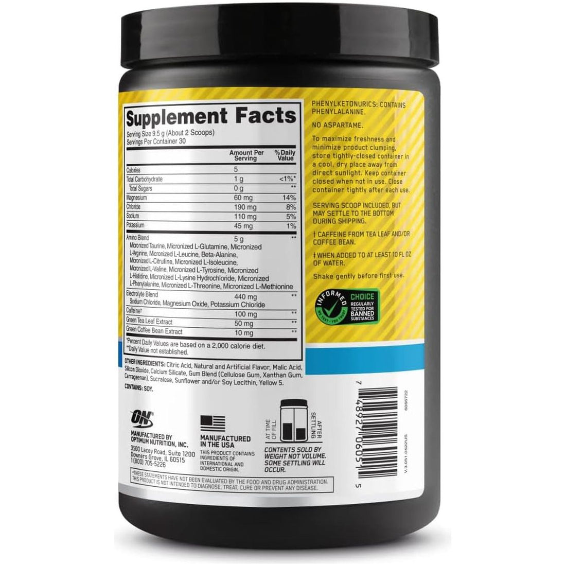 Amino Energy + Electrolytes Powder, Pineapple Twist, 285G, 30 Servings