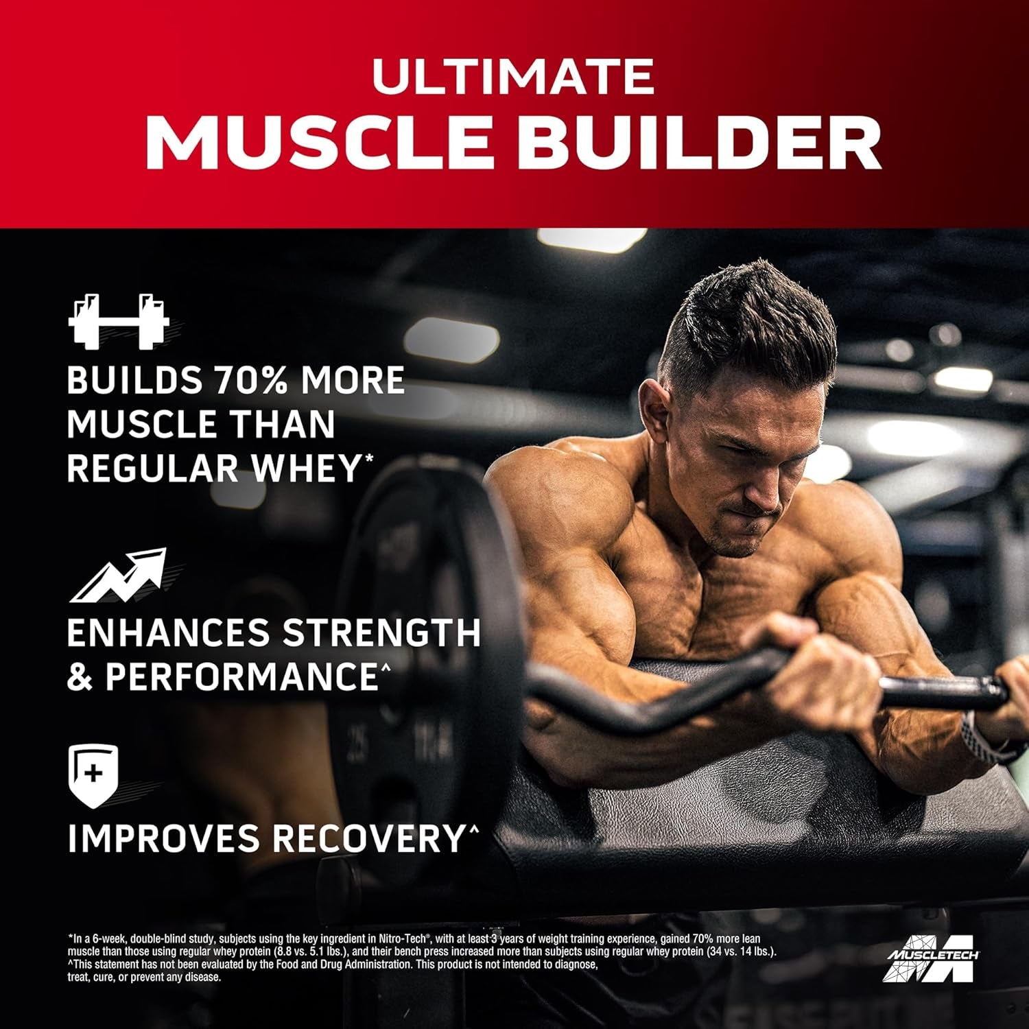 Whey Protein Powder, Nitro-Tech Whey Protein Isolate + Peptides, Lean Protein Powder with Creatine, Sports Nutrition Protein Powder for Men & Women, Vanilla, 1.81Kg (40 Servings)