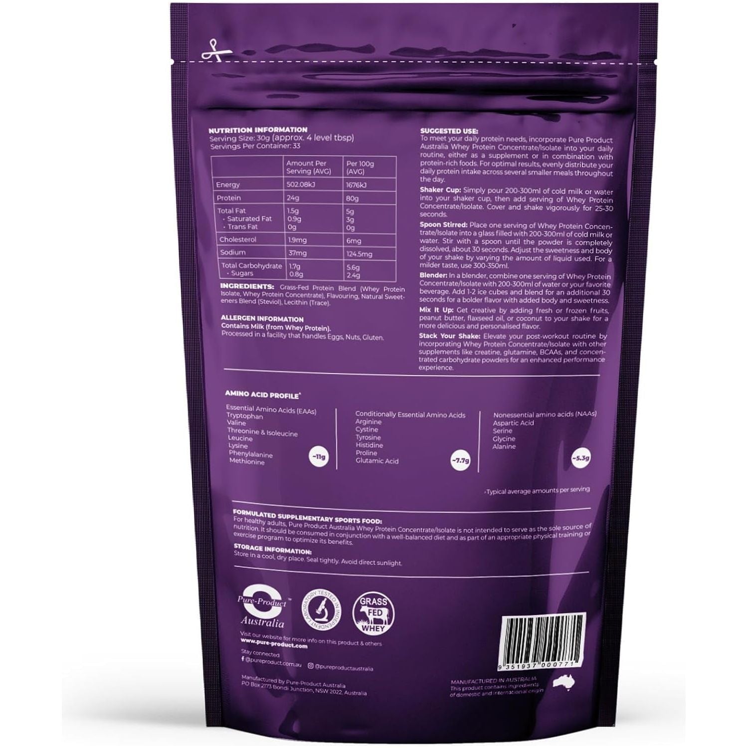 Whey Protein Concentrate Powder, Unflavoured 1 Kilograms