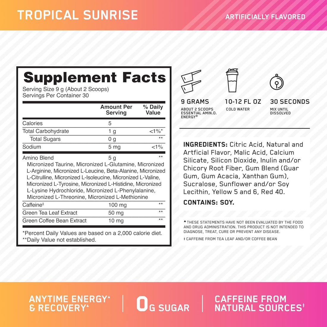 Amino Energy Powder 270 G, 30 Servings, Tropical Sunrise