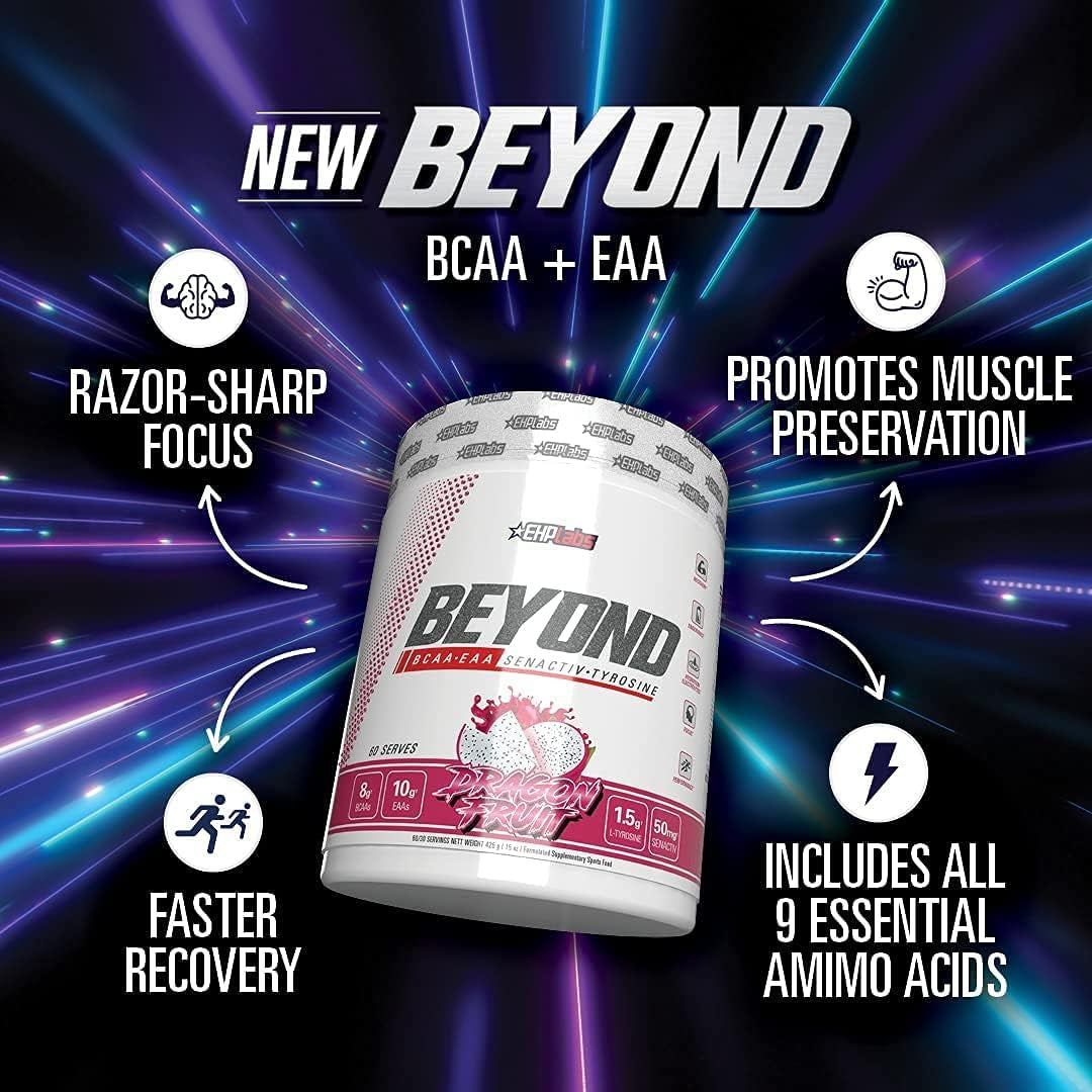 Beyond BCAA + EAA by Ehplabs - 10G of Essential Amino Acids, Assists with Muscle Endurance, Recovery & Fatigue (Peach Candy Rings)