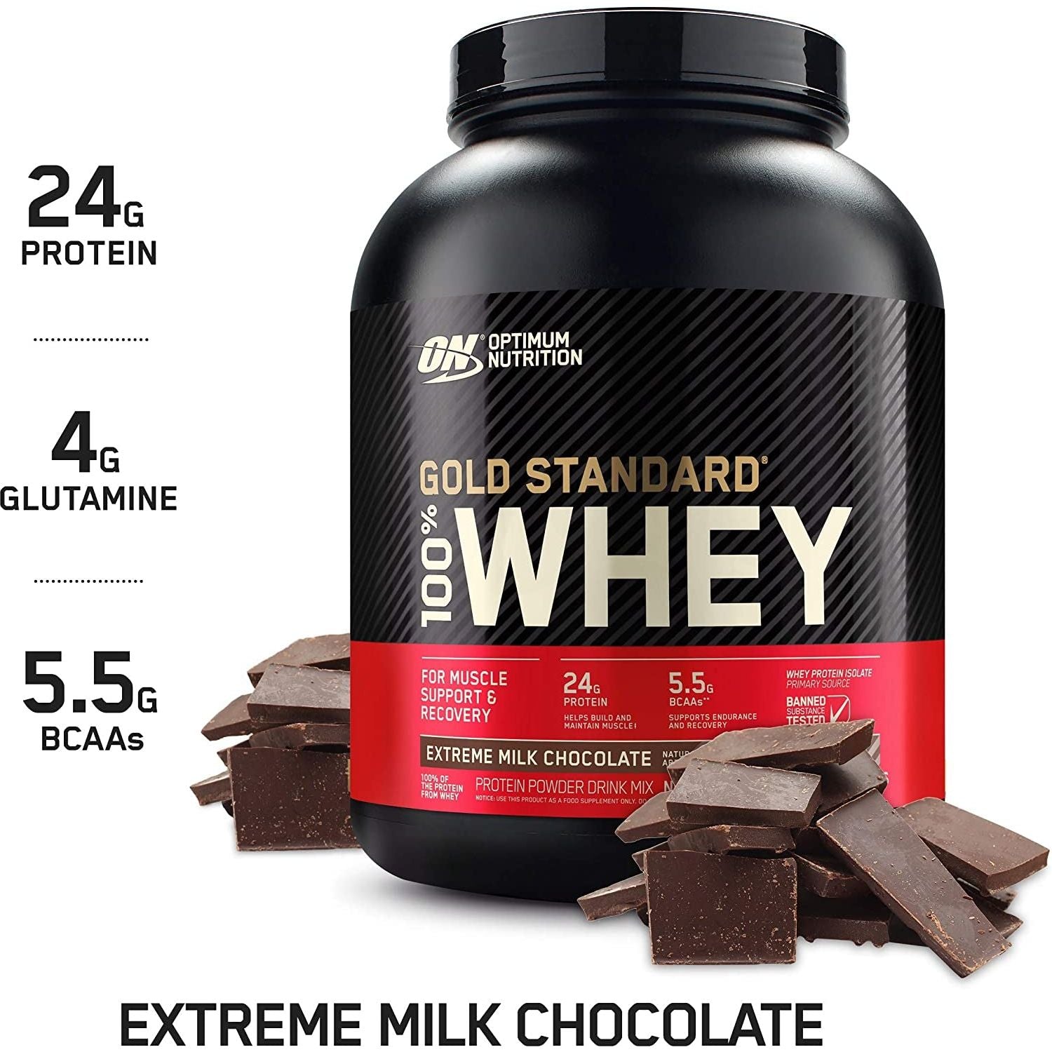 Gold Standard 100% Whey Protein Powder, Extreme Milk Chocolate, 2.27Kg