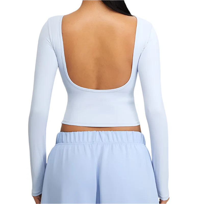Fierce Luxe Long Sleeve Yoga Crop Top - Urban Elegance Collection