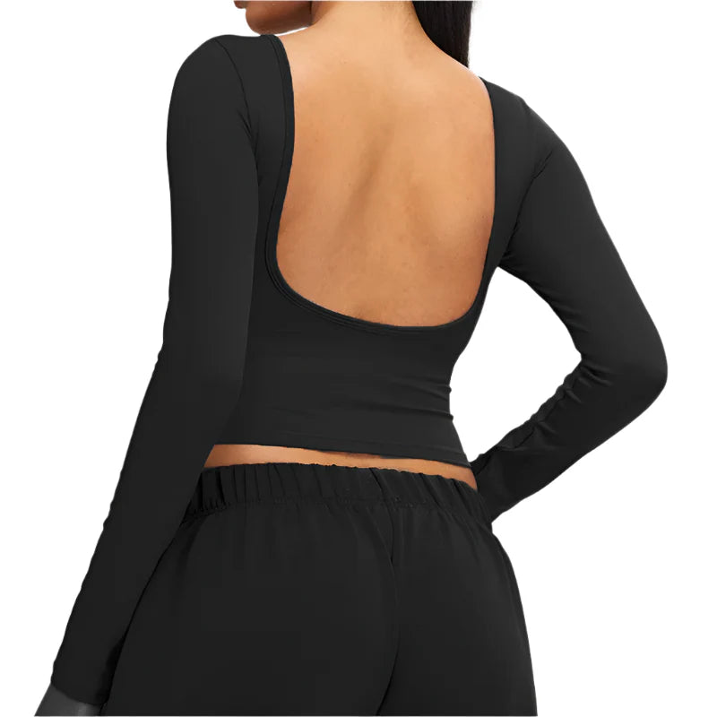 Fierce Luxe Long Sleeve Yoga Crop Top - Urban Elegance Collection