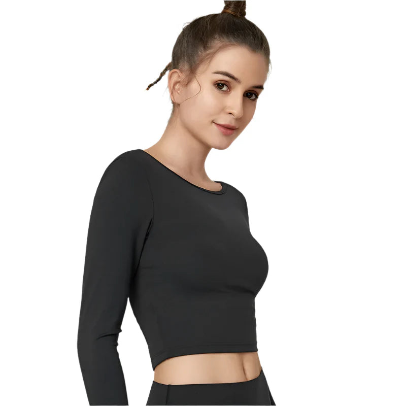 Tessa Luxe Activewear Crop Top with Built-In Bra