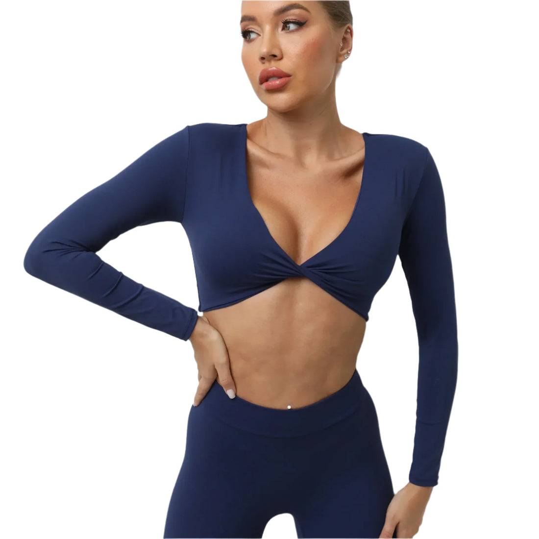 Renee Luxe Long Sleeve Push-Up Active Crop Top