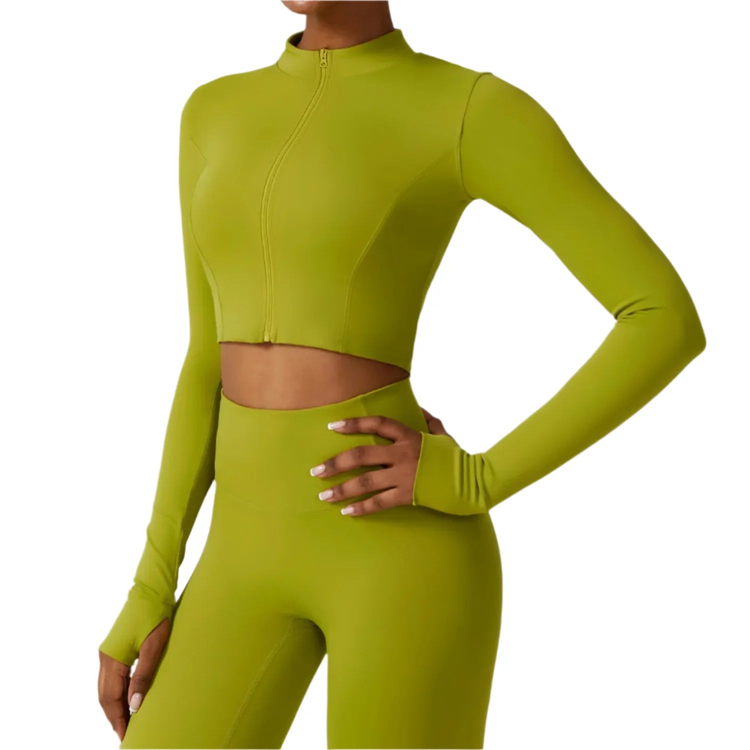 Zaria Luxe Women's Long Sleeve Zipper Active Crop Top
