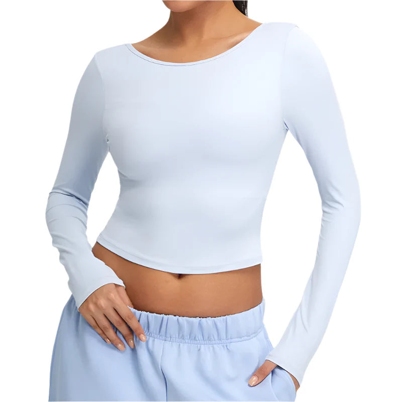 Fierce Luxe Long Sleeve Yoga Crop Top - Urban Elegance Collection