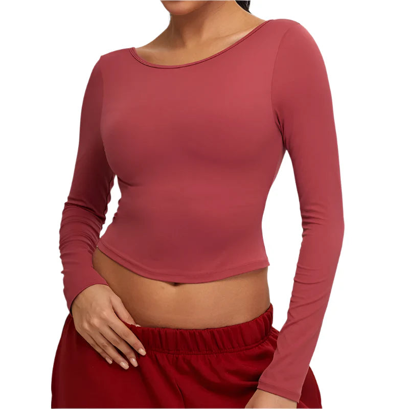 Fierce Luxe Long Sleeve Yoga Crop Top - Urban Elegance Collection