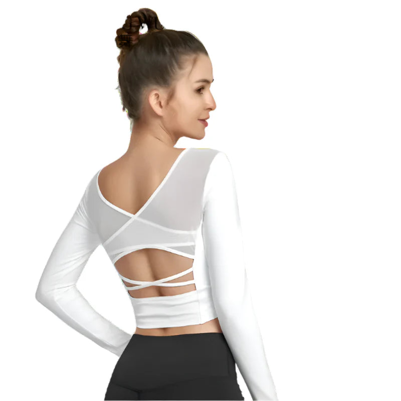 Tessa Luxe Activewear Crop Top with Built-In Bra