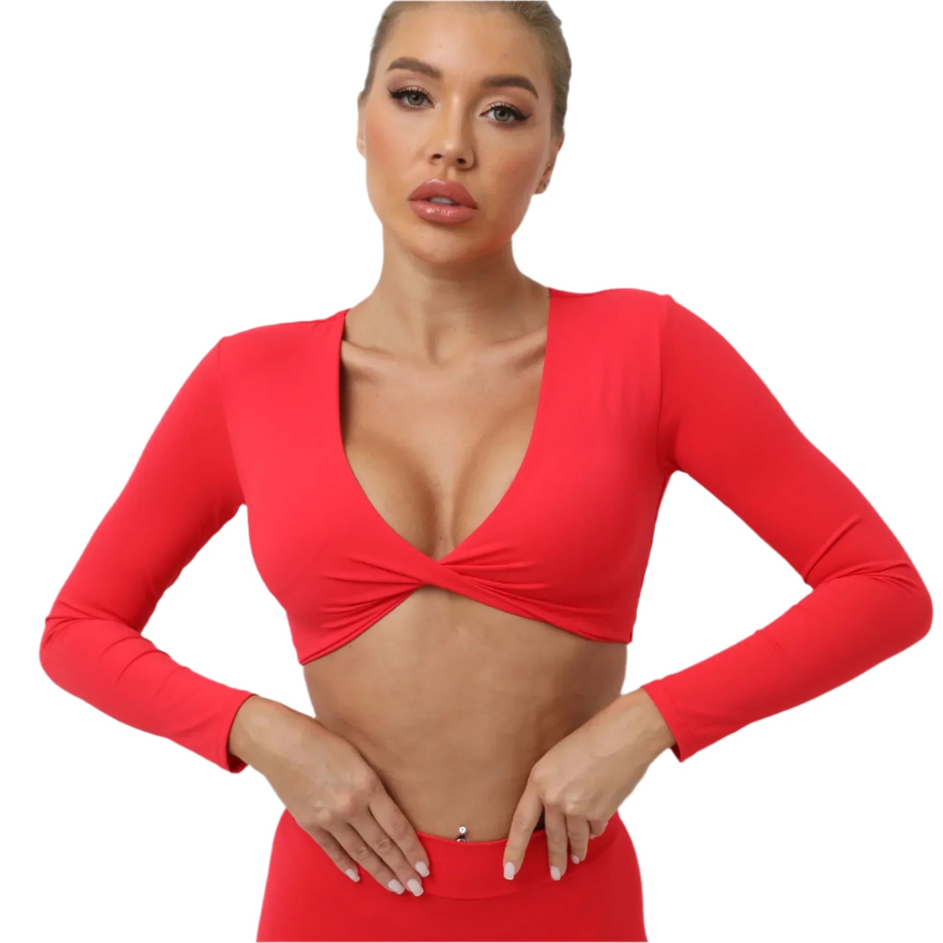Renee Luxe Long Sleeve Push-Up Active Crop Top