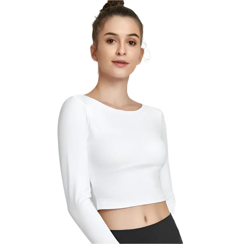 Tessa Luxe Activewear Crop Top with Built-In Bra