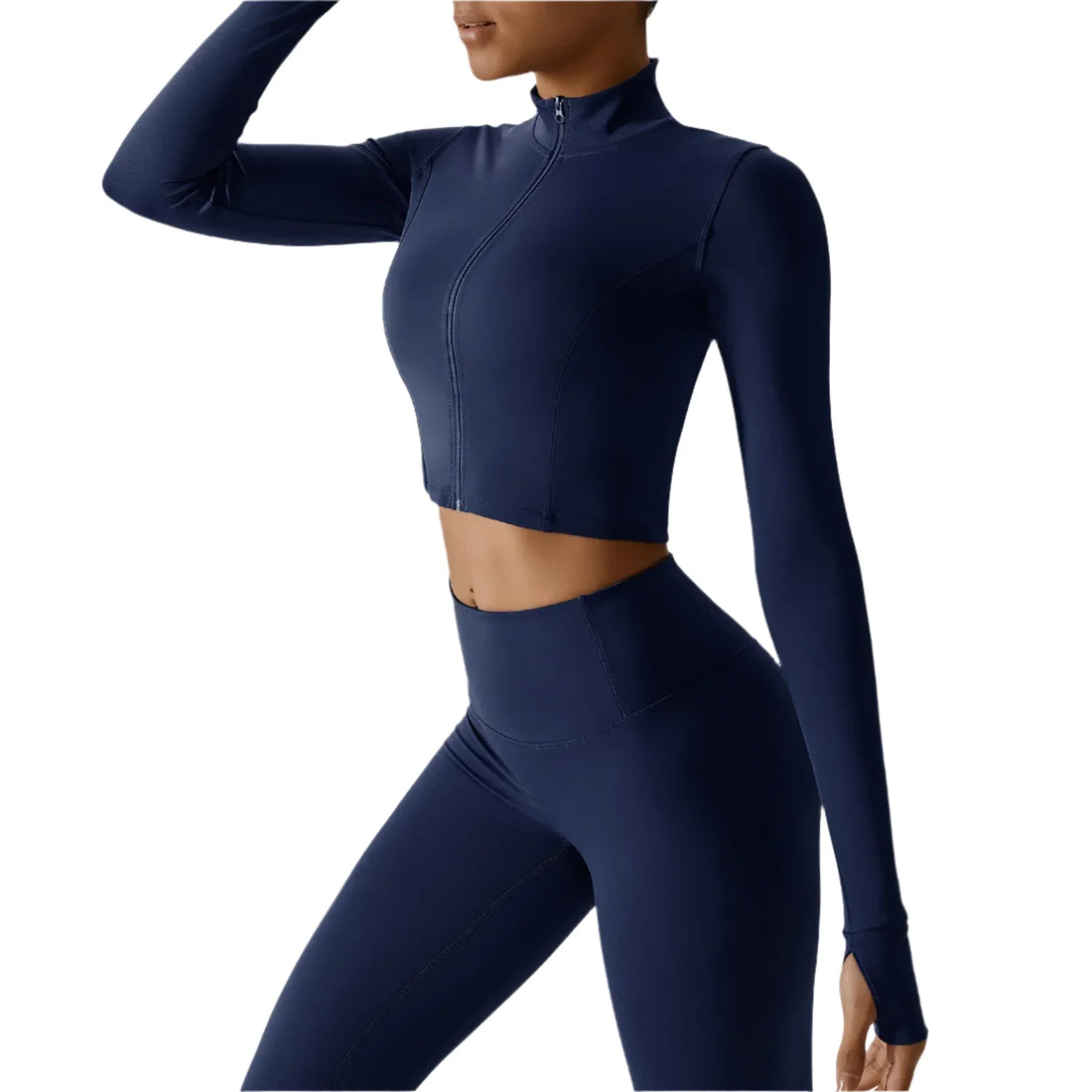 Zaria Luxe Women's Long Sleeve Zipper Active Crop Top