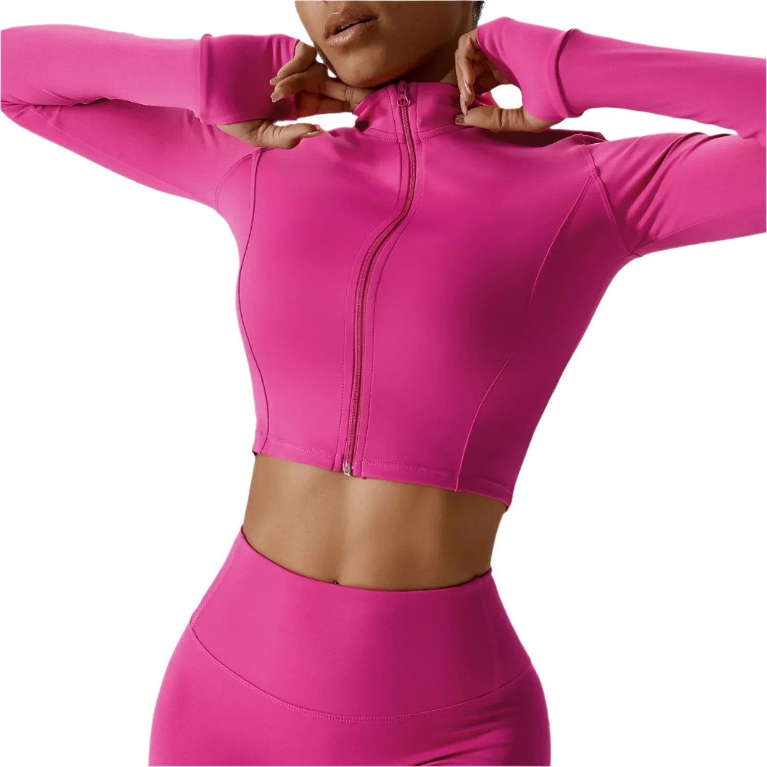 Zaria Luxe Women's Long Sleeve Zipper Active Crop Top