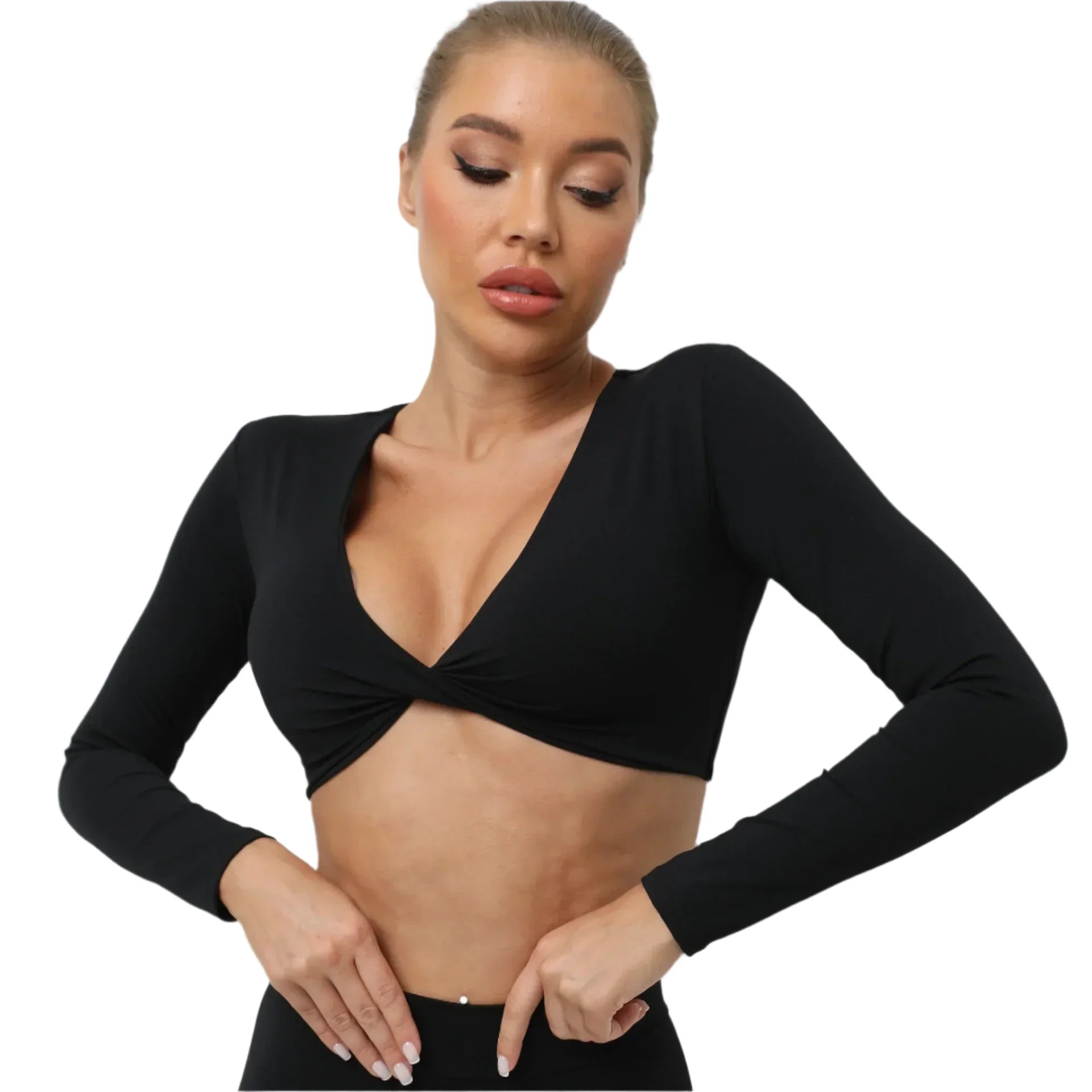 Renee Luxe Long Sleeve Push-Up Active Crop Top