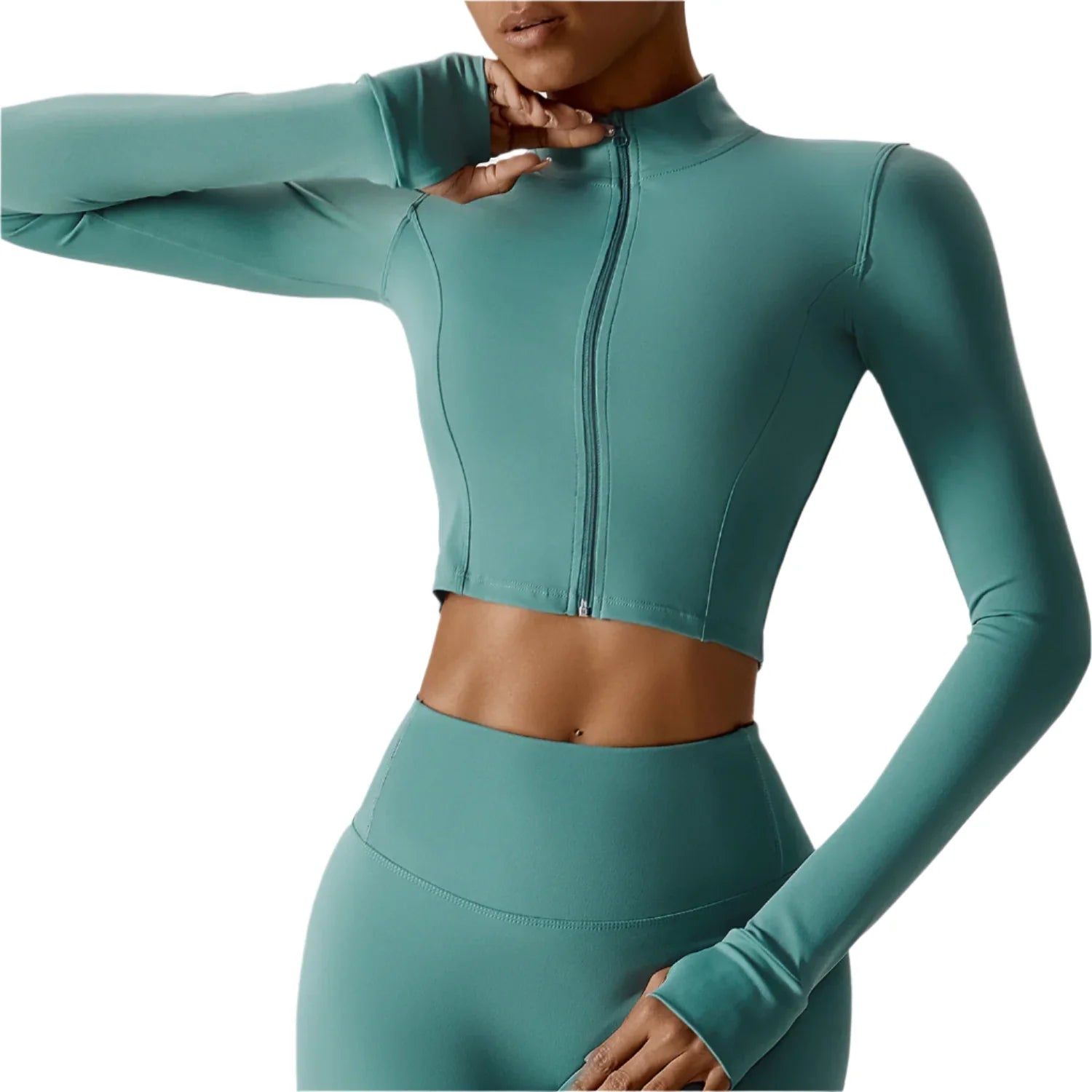 Zaria Luxe Women's Long Sleeve Zipper Active Crop Top