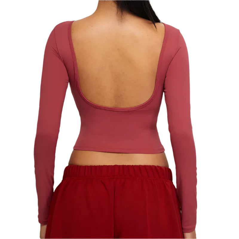 Fierce Luxe Long Sleeve Yoga Crop Top - Urban Elegance Collection