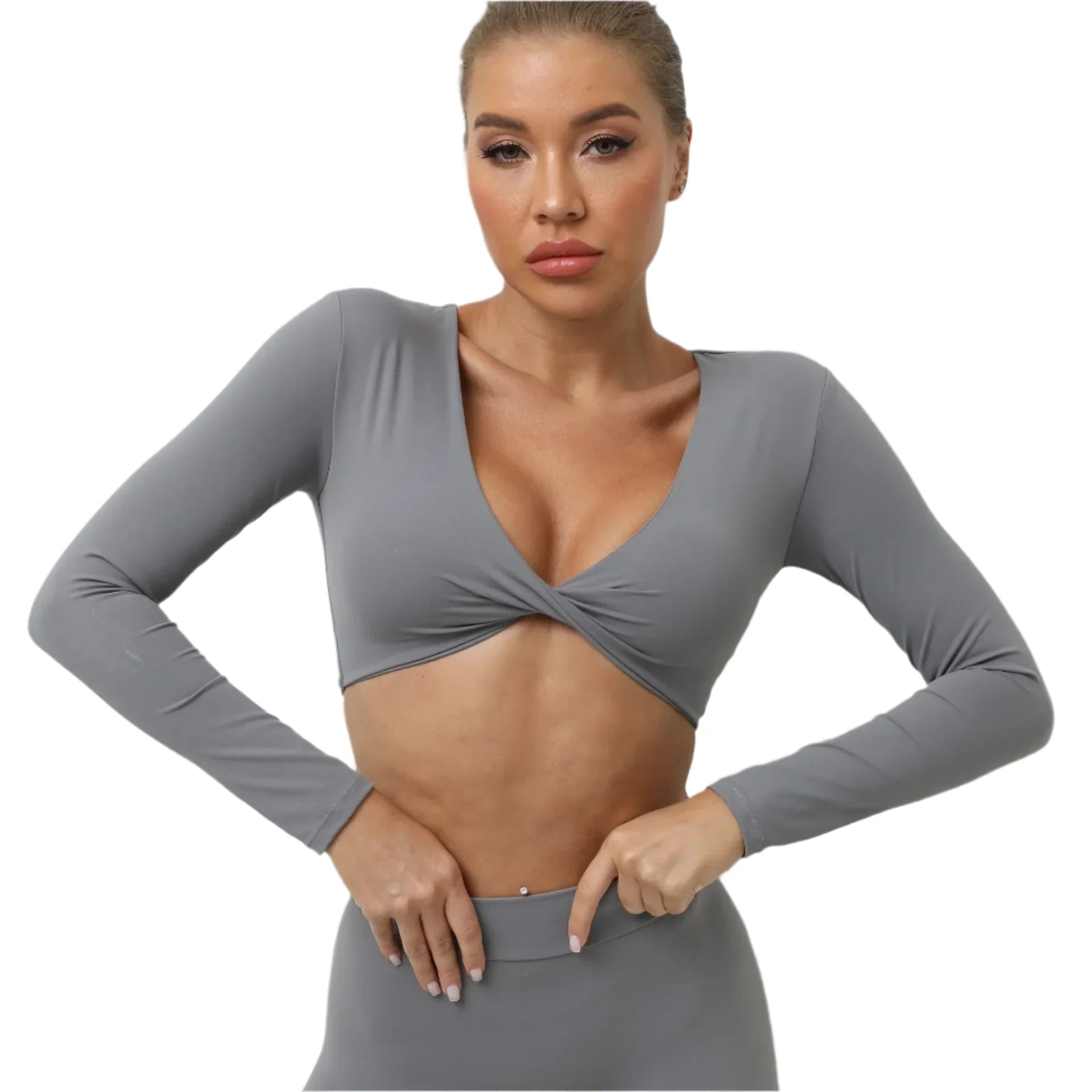 Renee Luxe Long Sleeve Push-Up Active Crop Top