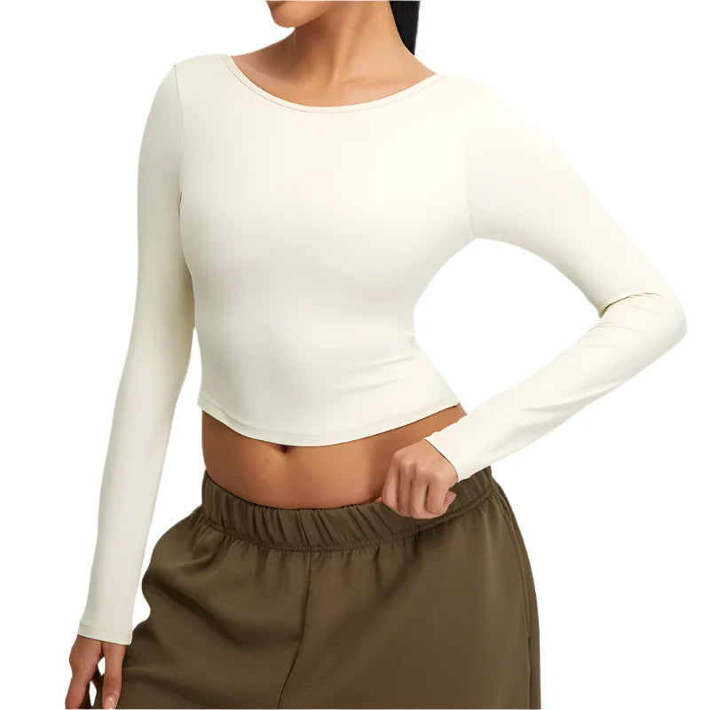 Fierce Luxe Long Sleeve Yoga Crop Top - Urban Elegance Collection