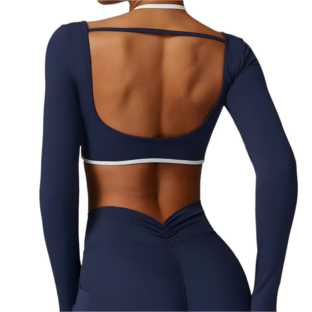 Kestrel Luxe Backless Crop Top: Elevate Your Activewear