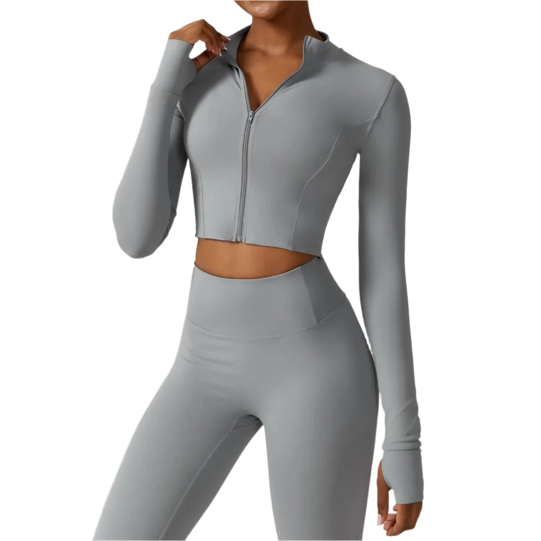 Zaria Luxe Women's Long Sleeve Zipper Active Crop Top