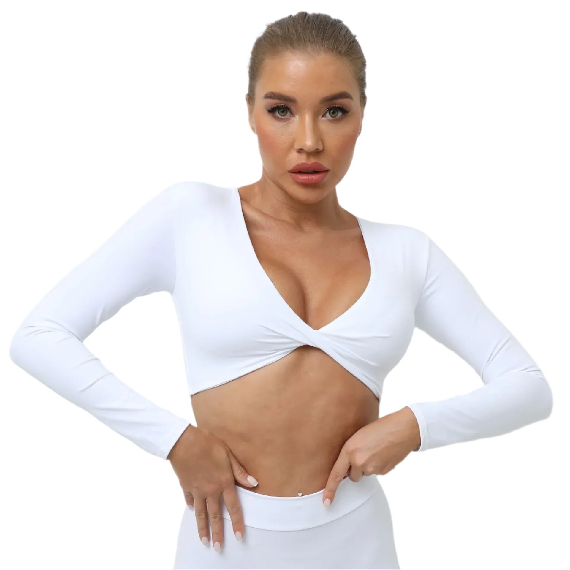 Renee Luxe Long Sleeve Push-Up Active Crop Top