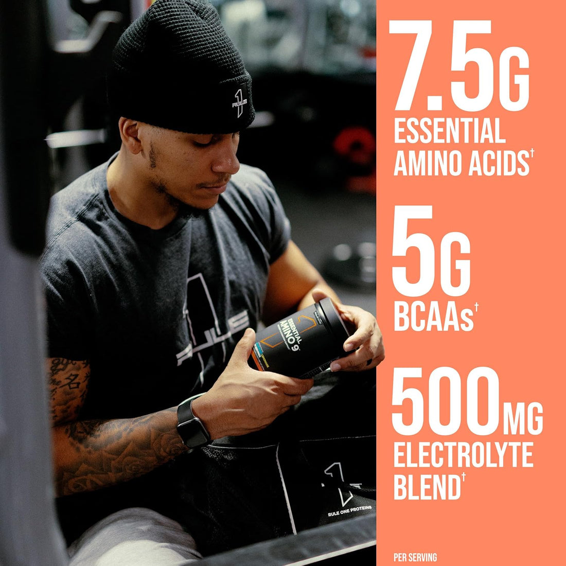 R1 Essential Amino 9 Recovery & Hydration Support Supplement 345 G, Peach Mango (30 Servings)