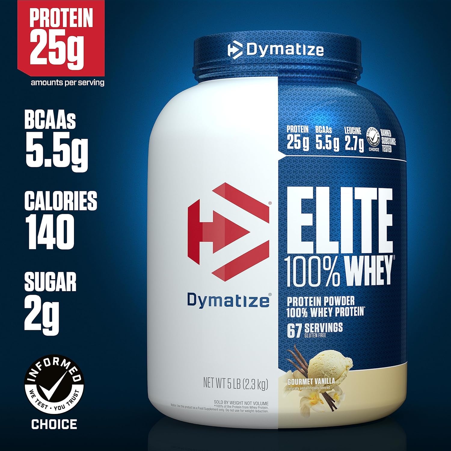 Elite 100% Whey Protein 63 Serves Gourmet Vanilla 2.3Kg