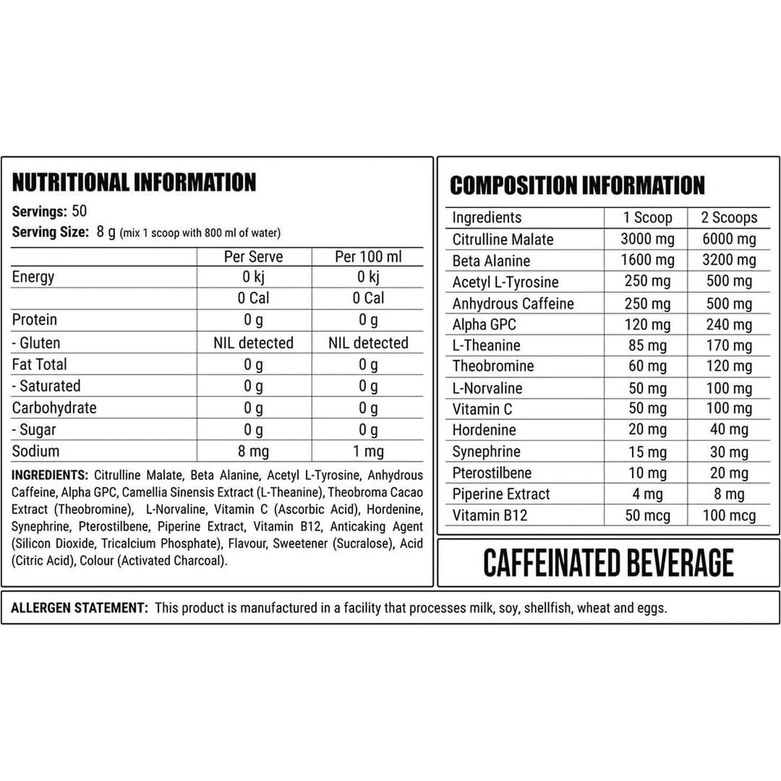 DISORDER Pre Workout Powder - Purple Reign Flavour, 400 Grams (50 Servings)