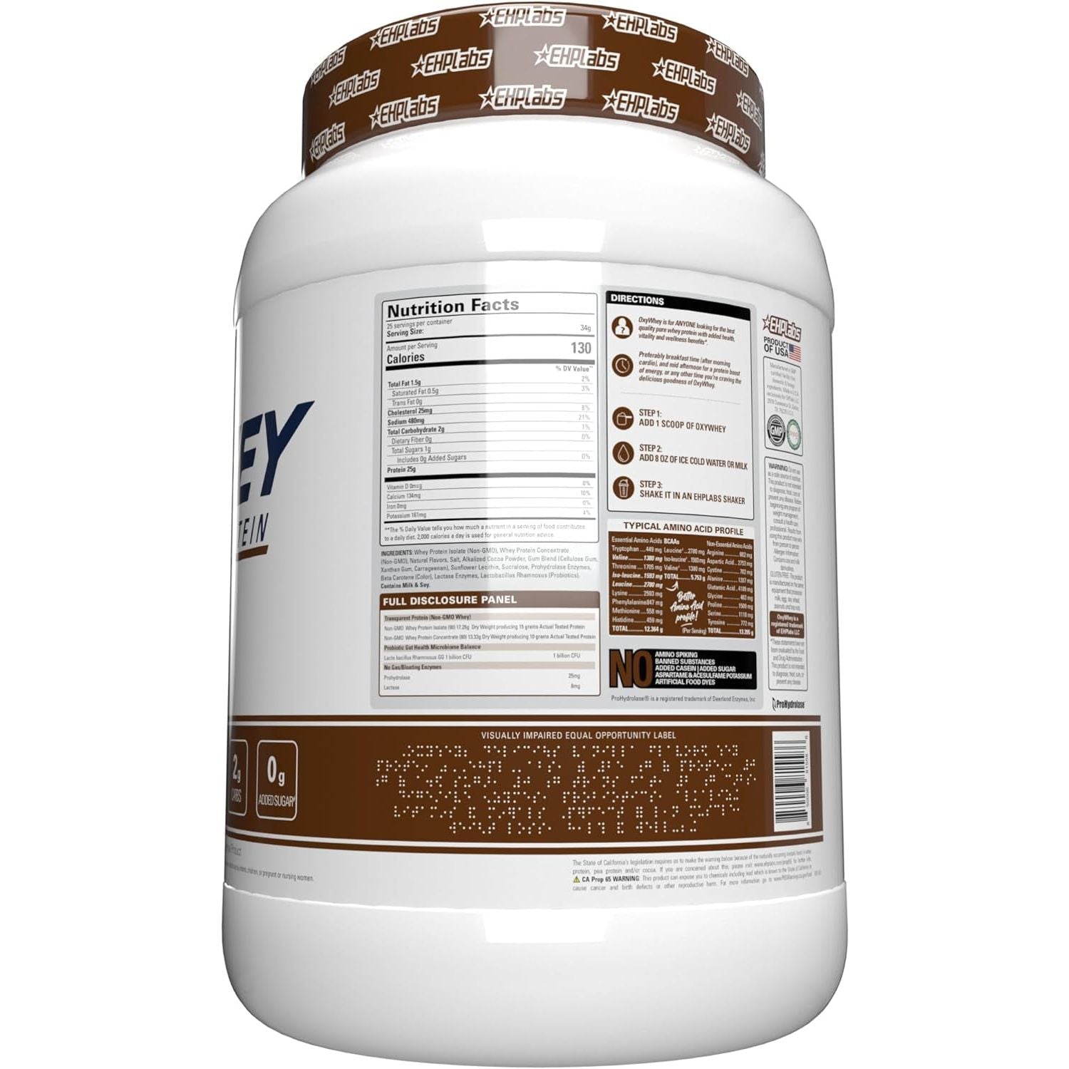 Ehplabs Oxywhey Lean Whey Protein Powder - 25G of 100% Pure, Lean, Non-Gmo Whey Protein Blend, Post Workout Fitness & Nutritional Shakes, Smoothies, Baking & Cooking - 27 Serves (Chocolate Caramel)