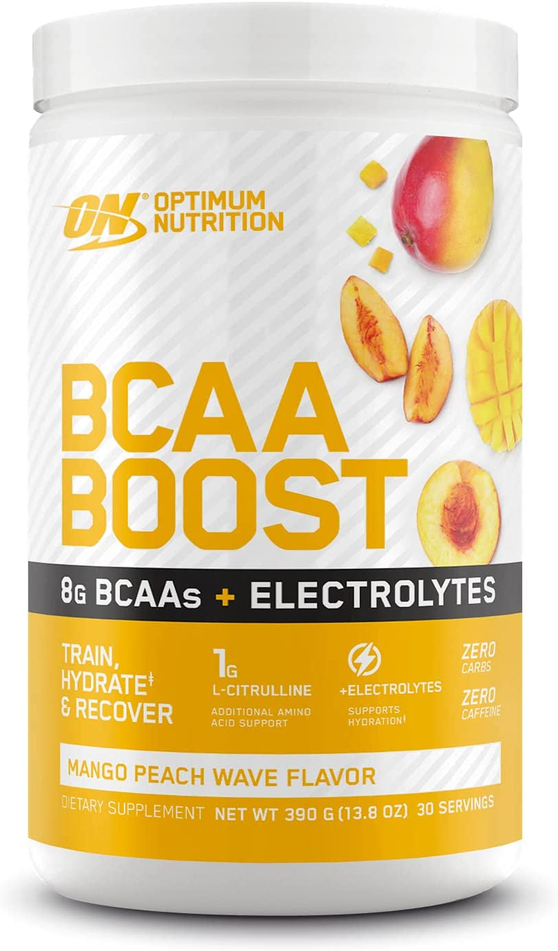 BCAA BOOST 8G BCAA + Electrolytes Powder, Mango Peach Flavor, 390G, 30 Servings